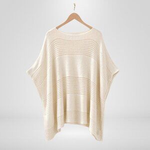 NWT - Effortlessly Relaxed Ivory Knit Poncho - One Size